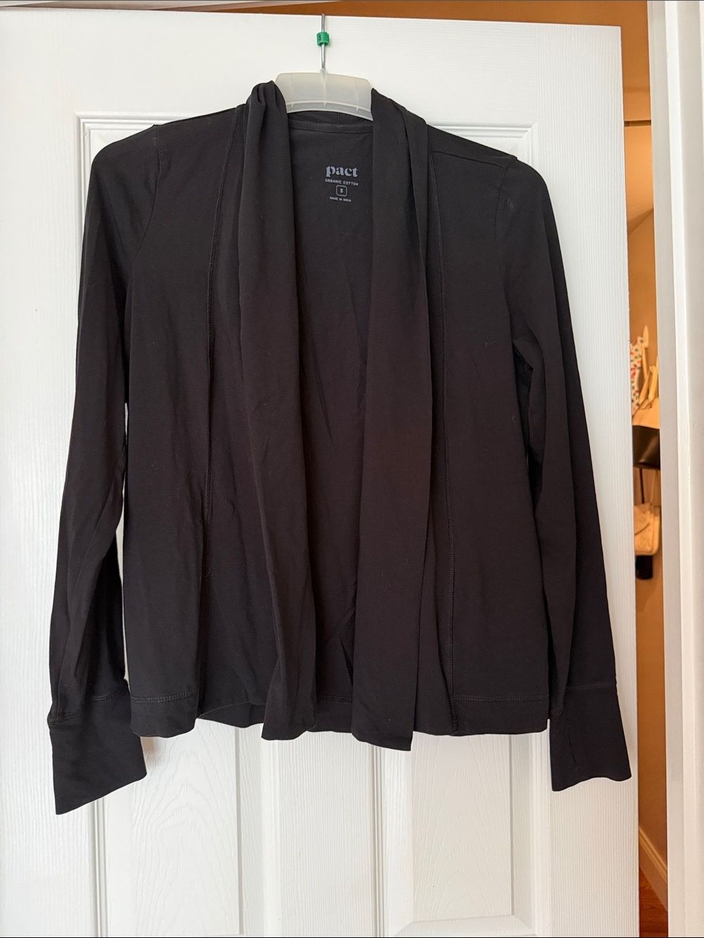 Pact Women's Black Open Front Lightweight Cardigan
